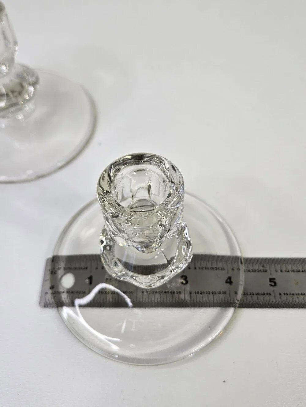 VTG Duncan Miller Canterbury Clear Glass Taper Candle Holder Pair MCM Candlestik